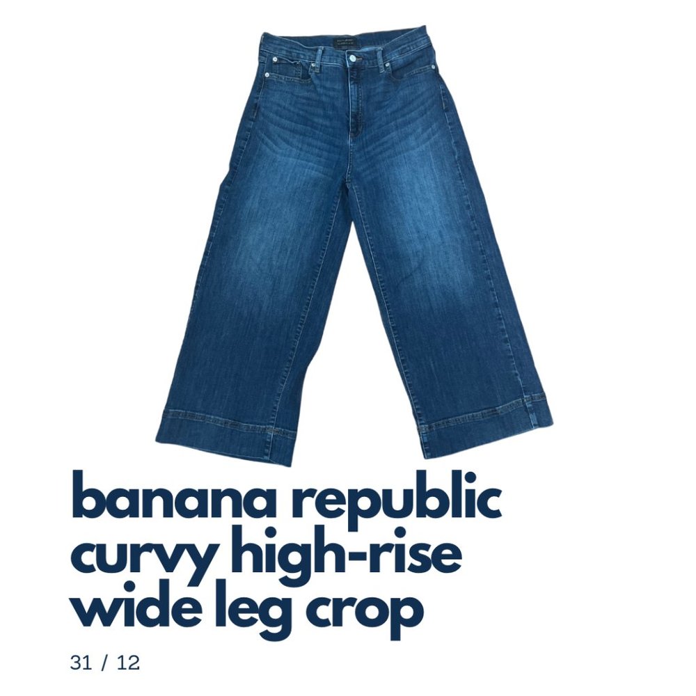 Banana Republic Medium Wash Curvy High-Rise Wide Leg Crop Denim Jeans Size 31/12